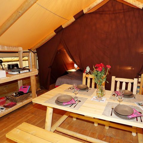 Zelt 5 Personen - Robinson Lodge - 2 Zimmer - 25 m2 (+überdachte Terrasse 10 m2) 5 Personen