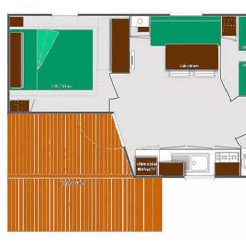 Mobilheim 4 Personen - O'hara CLASSIC - 2 Zimmer - 22,50 m2 (+halbüberdachte Terrasse 8 m2) 4 Personen