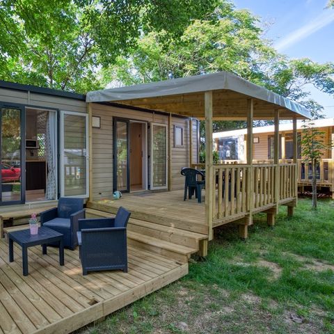 Mobilheim 4 Personen - Grand Large - 2 Zimmer - 30 m2 (+sehr große halbüberdachte Terrasse von 22.5 m2)