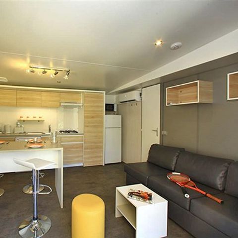 Mobilheim 4 personen - Ultimate | 2 Zi. | 4 Pers. | Einfache Terrasse | 2 Bäder | Klimaanlage | TV