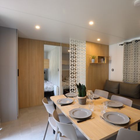 Mobilheim 7 Personen - COTTAGE LA TRIBU Modell 2023, 7 Schlafplätze 3 Schlafzimmer, 1 Badezimmer, 1 WC, Geschirrspülmaschine