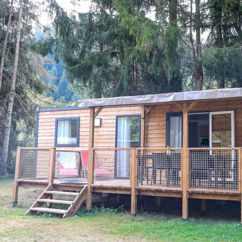 Mobilheim 7 Personen - COTTAGE LA TRIBU Modell 2023, 7 Schlafplätze 3 Schlafzimmer, 1 Badezimmer, 1 WC, Geschirrspülmaschine