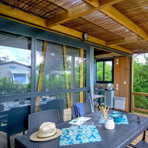 Mobilheim 5 Personen - Cottage Morea Confort 25m² 2 Zimmer + überdachte Terrasse 1/5 Pers.