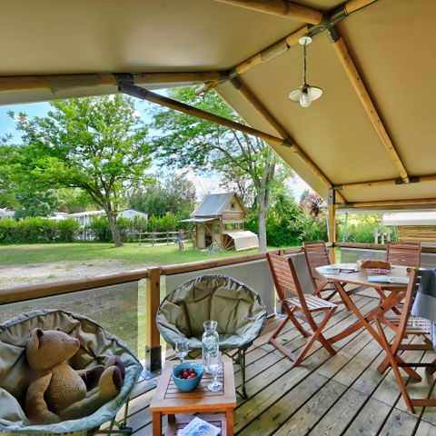 Safarizelt 5 Personen - Lodge Kenya Confort 35m² 2 Zimmer + Überdachte Terrasse 4/5 Pers.