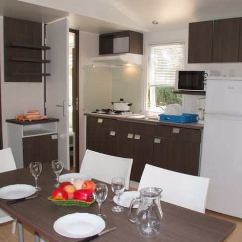 Mobilheim 4 personen - Mobilheim Confort 27m² 2 Schlafzimmer + überdachte Terrasse - ohne TV-ohne Klimaanlage 4 pers.