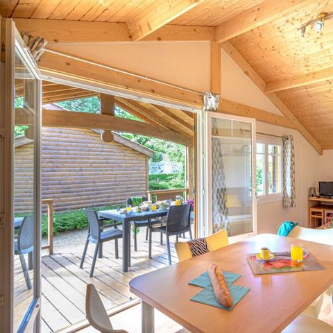 Chalet 5 Personen - Chalet Premium 35m² 2 Zimmer + überdachte Terrasse + Klimaanlage + TV + LV 5 Pers.