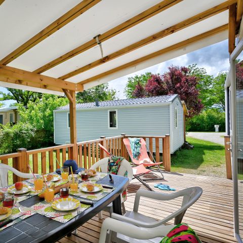 Mobilheim 6 personen - Mobilheim Confort 29m² 3 Zimmer + überdachte Terrasse + Klimaanlage + TV 6 Pers.