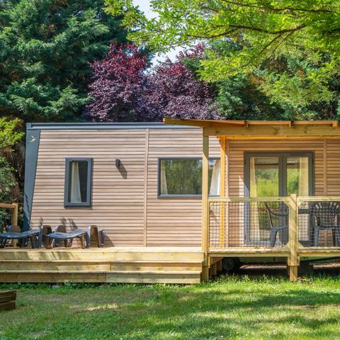 Mobilheim 6 personen - COTTAGE Premium Private SPA 35m² 3 Zi. + TV + Geschirrspüler + Klimaanlage + Plancha + XL-Terrasse