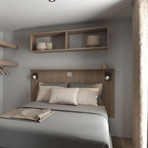 Mobilheim 4 Personen - COTTAGE Premium 2 Zimmer 2 Bäder 35 m2 +TV + Geschirrspüler + Klimaanlage + Plancha + XL-Terrasse