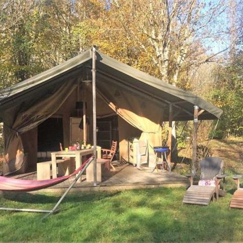 Safarizelt 6 personen - Zelt Lodge Safari 35 m² - 2 Zimmer - 10 m² überdachte Terrasse
