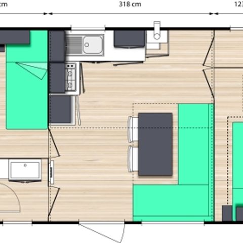 Mobilheim 4 personen - Mobilheim Le CHENE Dimanche ( 2 Schlafzimmer)Große Terrasse+ TV