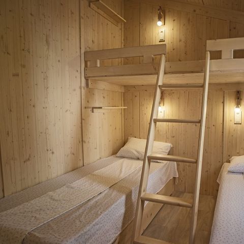 Mobilheim 5 Personen - Cottage premium Dimanche (2022) am Flussufer, 2 Zimmer, überdachte Terrasse 5 Pers.