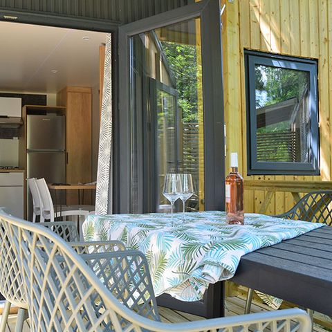 Mobilheim 4 Personen - "Olivier" (2023) Sonntag, 2 Schlafzimmer 2 Badezimmer, großes Wohnzimmer (tv), Terrasse