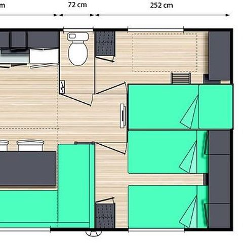 Mobilheim 6 Personen - Le Platane (3 Zimmer) BORD RIVERE - Große Terrasse - TV