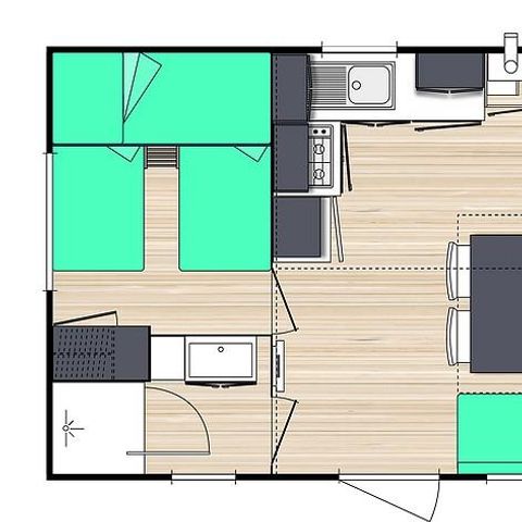 Mobilheim 4 Personen - Le Chêne (2 Schlafzimmer) - BORD RIVIERE - Renoviert 2024