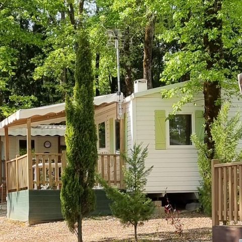 Mobilheim 2 Personen - Standard 18 - 24m² - 1 Schlafzimmer - überdachte Terrasse + TV*.