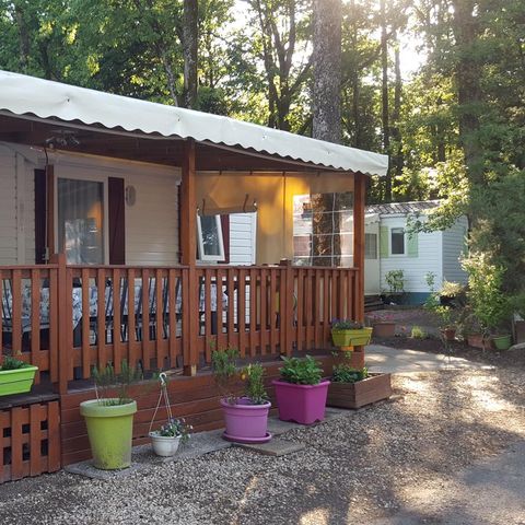 Mobilheim 6 Personen - Komfort 22-28m² - 2 Zimmer - überdachte Terrasse + TV