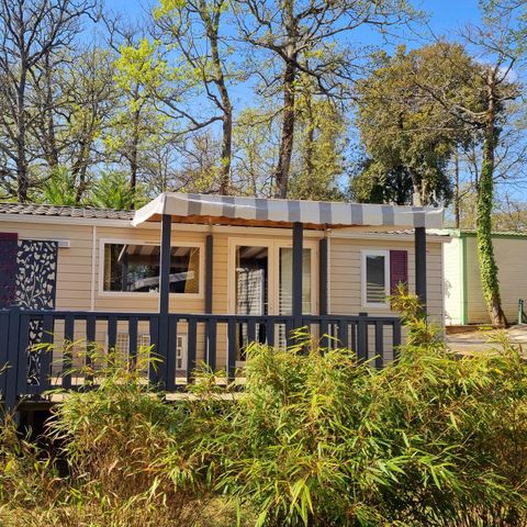 Mobilheim 8 Personen - Komfort 24-34m² - 3 Schlafzimmer - überdachte Terrasse + TV