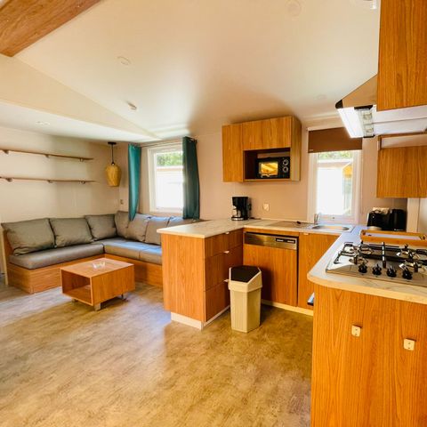 Mobilheim 8 Personen - Premium 30-40m² - 3 Schlafzimmer + TV + Überdachte Terrasse & Einwegbettwäsche vorhanden*.