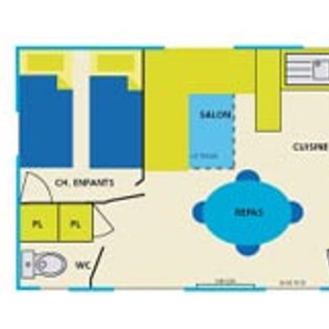 Mobilheim 5 Personen - Cottage Confort 5 pers 2 zi