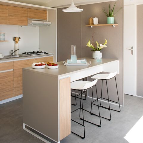 Mobilheim 6 Personen - Mobilheim 28m² (2 Zimmer) + große halbüberdachte Terrasse von 15m2