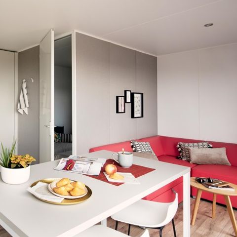 Mobilheim 6 Personen - Mobilheim 28m² (2 Zimmer) + große halbüberdachte Terrasse von 15m2