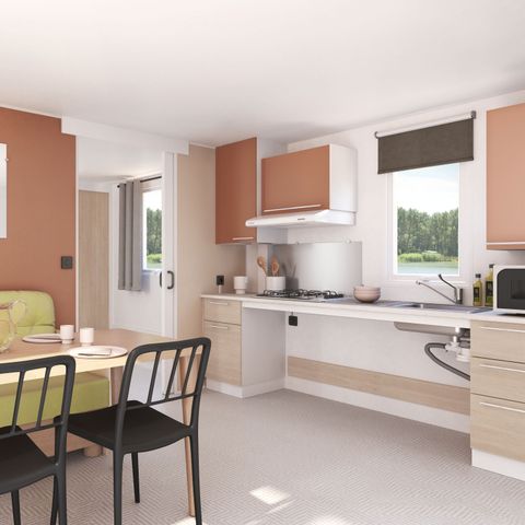 Mobilheim 4 Personen - Mobilheim 30m² (2 Zimmer) + große halboffene Terrasse von 15m2 - Zugang für Personen mit eingeschränkter Mobilität (PMR)