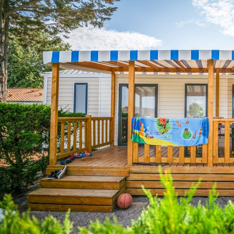 Mobilheim 6 Personen - 3 Zimmer 6 Pers. halboffene Terrasse TV