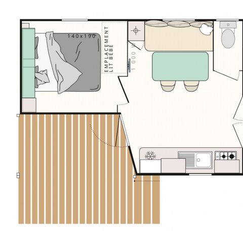 Mobilheim 5 Personen - Mobilheim Evasion 5 Personen 2 Zimmer 23m²