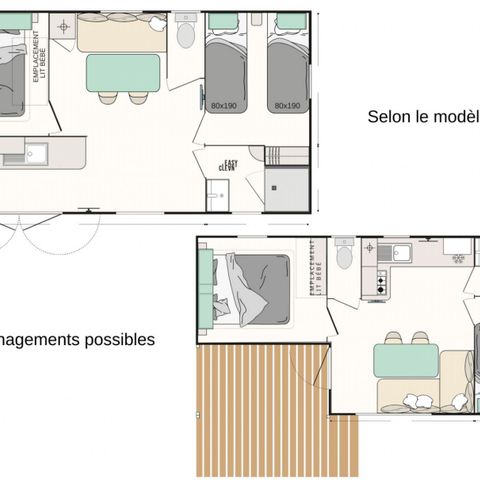 Mobilheim 7 Personen - Mobilheim Evasion 7 Personen 2 Zimmer 28m²