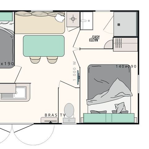 Mobilheim 4 Personen - Mobilheim Cocoon 4 Personen 2 Zimmer 23m²