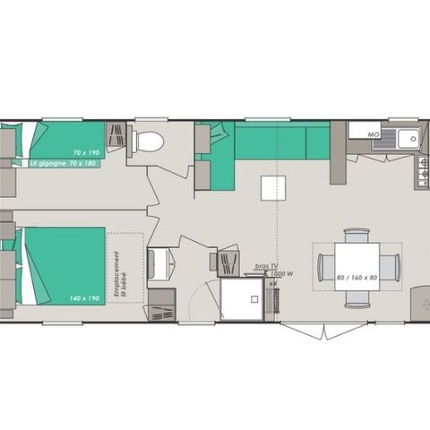Mobilheim 8 Personen - Mobilheim Confort 8 Personen 4 Zimmer 37m²