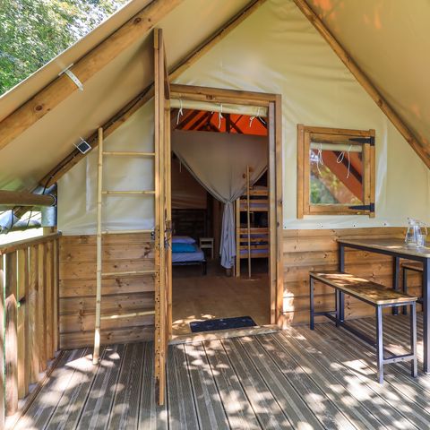 Safarizelt 4 Personen - Ecolodge-Zelt Standard 20m² - 2 Zimmer - überdachte Terrasse