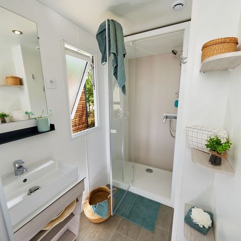 Mobilheim 4 Personen - Premium 33m² - 2 Schlafzimmer - überdachte Terrasse