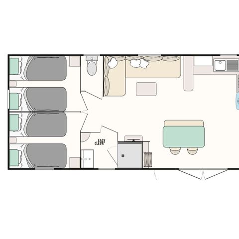 Mobilheim 6 Personen - 3 Schlafzimmer 2 Badezimmer