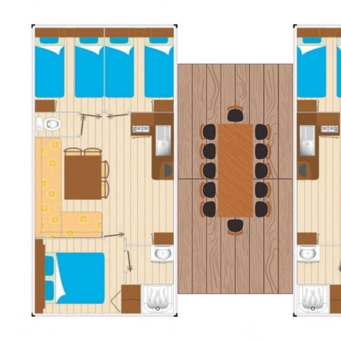 Mobilheim 12 Personen - Mobilheim Tribu 12 Personen 6 Schlafzimmer 2 Bäder
