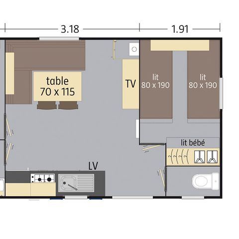 Mobilheim 4 Personen - 4 Personen Klimaanlage