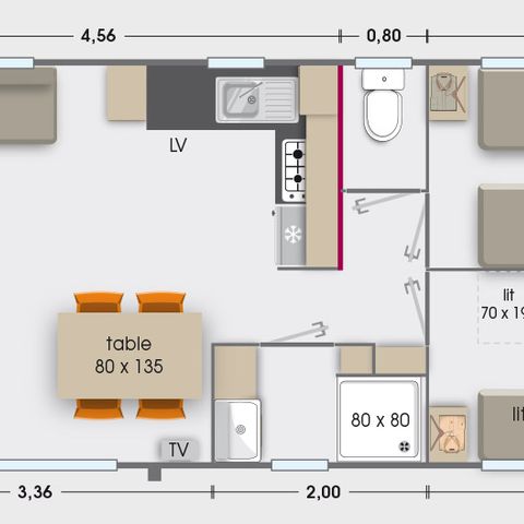 Mobilheim 6 personen - 6 pers 2 sdb Klimaanlage