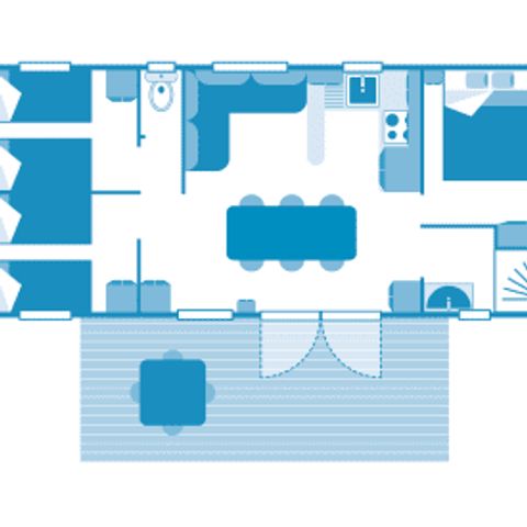 Mobilheim 6 Personen - Cottage CORAIL 6p 3ch PREMIUM