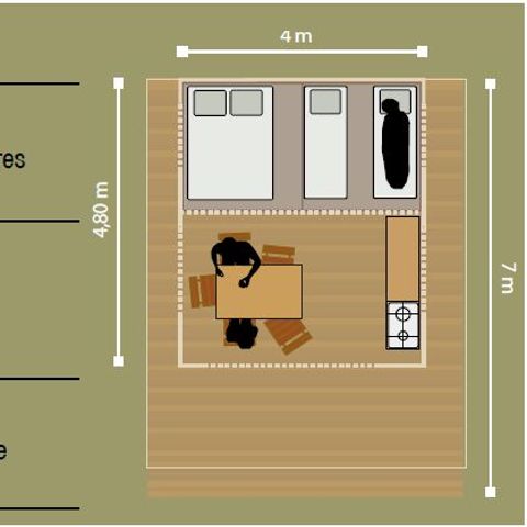 Zelt 4 Personen - COTTON LODGE NATURE (ohne Sanitäranlagen)