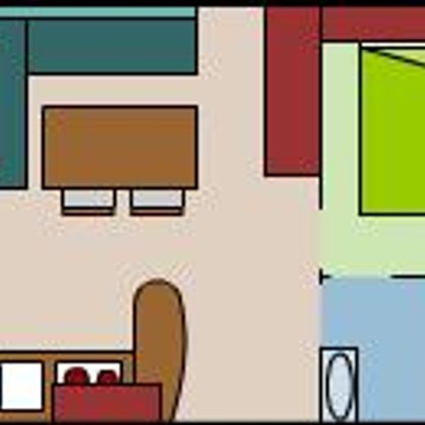 Mobilheim 5 Personen - Mobilheim Standard MERCURE 27m² - 2 Zimmer + halboffene Terrasse 11m².