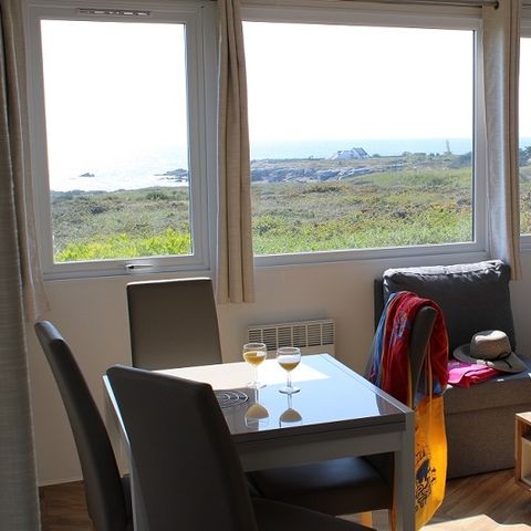 Mobilheim 4 Personen - Mobilheim Premium HORIZON 40m² - 2 Zimmer + halbbedeckte Terrasse 15m² - Meerblick