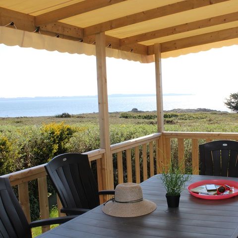 Mobilheim 4 Personen - Mobilheim Premium HORIZON 40m² - 2 Zimmer + halbbedeckte Terrasse 15m² - Meerblick