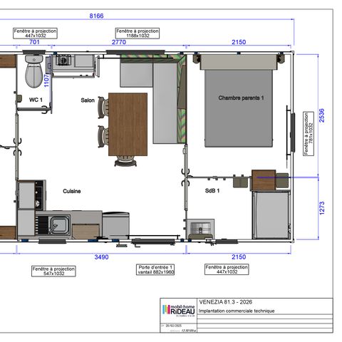 Mobilheim 6 Personen - Mobilheim PRIVILEGE - GALA - 3 Schlafzimmer - SAMSTAG