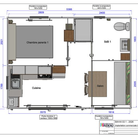 Mobilheim 2 Personen - PRIVILEGE - RUBINETTE - 1 Schlafzimmer - SAMSTAGE