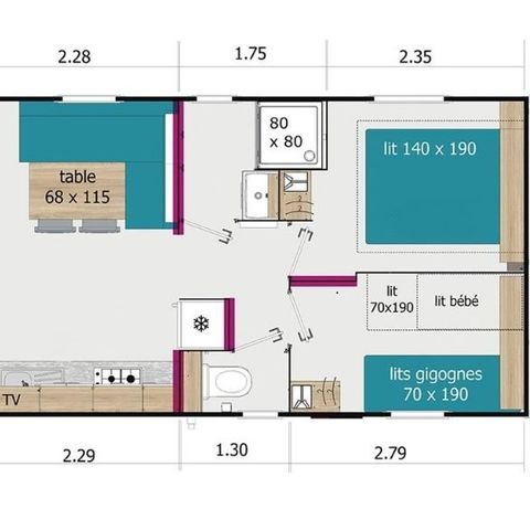 Mobilheim 4 Personen - Lodge 75