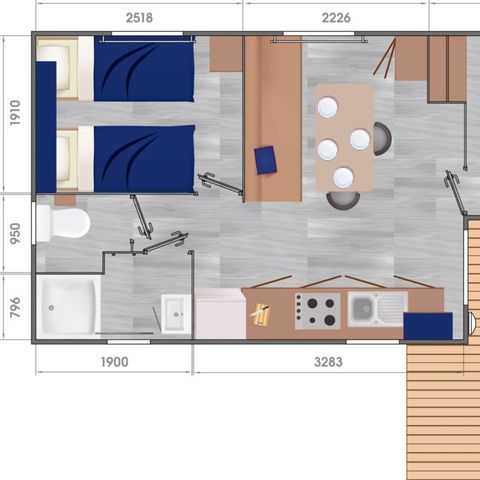 Mobilheim 5 Personen - Evasion Groix- Fußgängerzone- 4/5P 2Ch 25m2