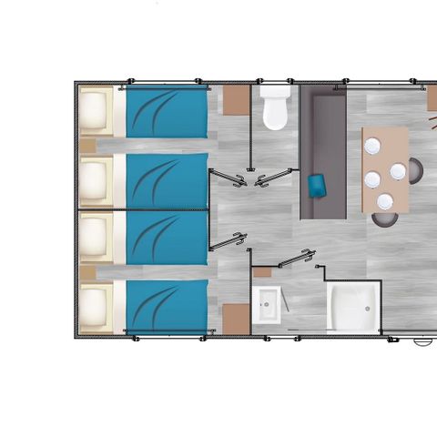 Mobilheim 6 Personen - Confort+ Glénan 6Pers 3Ch 32m2