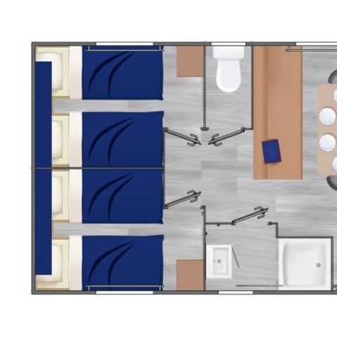 Mobilheim 6 Personen - Evasion Belle Etoile- Fußgängerzone- 6P 3Ch 32m2