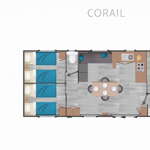 Mobilheim 6 Personen - Premium Corail - 6 People 3 Ch 36m2